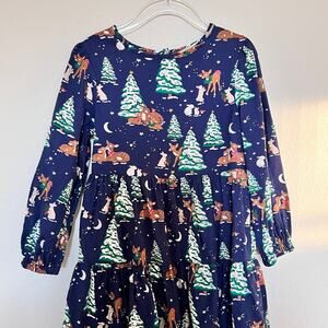 Mini Boden Bunny Deer Winter Festive Dress (size 3/4y)